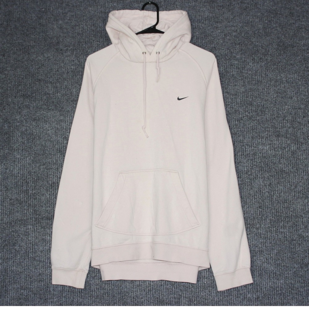 Vintage Nike Pullover Hoodie Sweatshirt Light Pink Small Swoosh Logo Women's XL‎